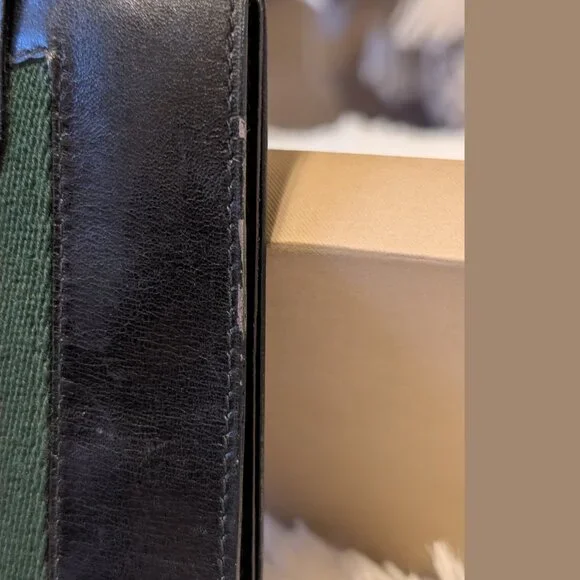 Gucci, Vintage Long Bifold Wallet, Black Leather with Iconic Stripe - Picture 7 of 16